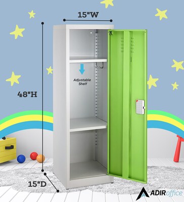AdirOffice 48"H Single Tier Green Storage Locker (ADI629-01-GRN-DL)