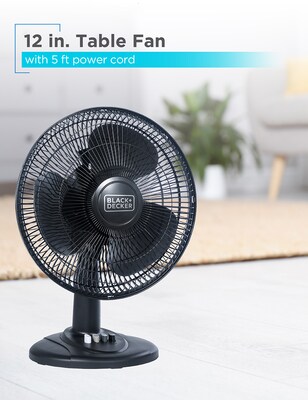 Black & Decker 12" Oscillating Desk Fan, 3-Speed, Black (BFDT12SB)