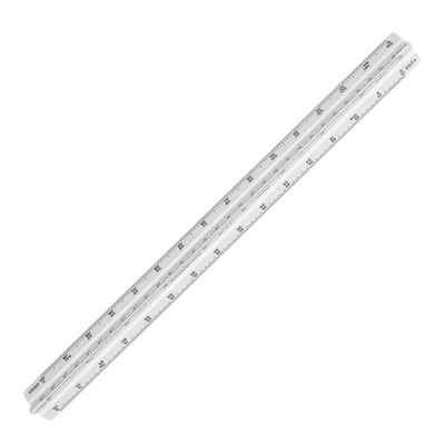 Staedtler Mars 12" Imperial/Metric Triangular Architect Scale, Plastic, White (987 19-34BK)