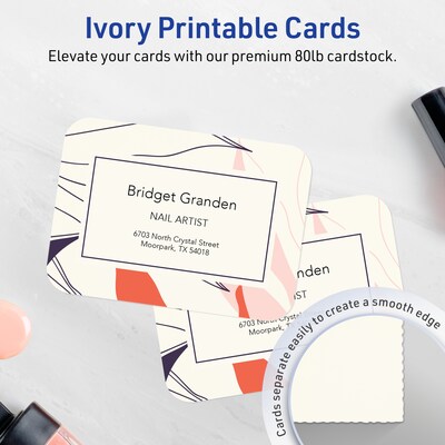 Avery Business Cards, 2-1/2 x 3-1/2, Matte Ivory, 150/Pack (95328)