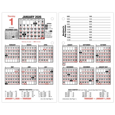 2026 AT-A-GLANCE Burkharts Day Counter 7.5 x 4.5 Daily Calendar Refill Pages, White/Black (E712-50-26)