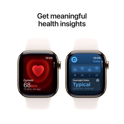 Apple Watch Series 11 GPS + Cellular Smartwatch, 42mm, Gold Titanium Case with Light Blush Sport Band, Medium/Large (MF8X4LW/A)