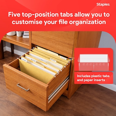 Staples® Hanging File Folders, 1/5-Cut Tab, Letter Size, Yellow, 25/Box (ST163519-CC)