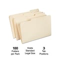 Staples® 30% Recycled File Folders, 1/3-Cut Tab, Legal, Manilla, 100/Box (ST56680-CC)