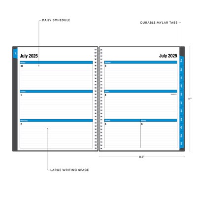 2025-2026 Blue Sky Collegiate 8.5" x 11" Academic Year Weekly & Monthly Planner, Plastic Cover, Gray (100135-A26)