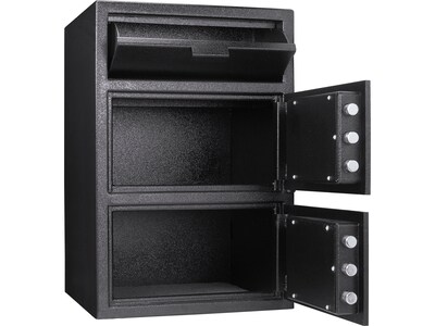 Barska Dual-Compartment Steel Depository Safe with Keypad Lock, 1.6/2 cu. ft., Black (AX13312)
