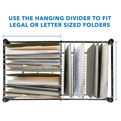 Mount-It! Rolling File Cart with Folder Rack, Black (MI-7858)