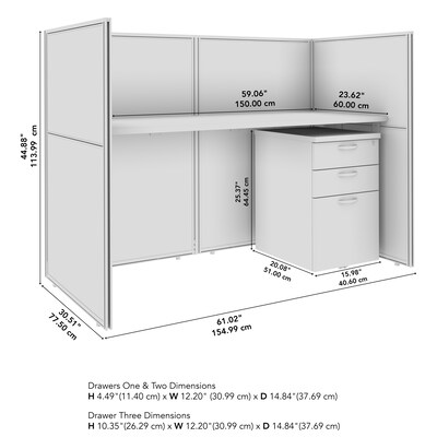 Bush Business Furniture Easy Office 45"H x 61"W Cubicle Panel Workstation, Natural Elm (EOD260SNE-03K)