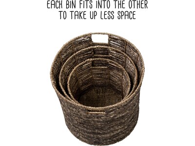 Honey-Can-Do Coastal Woven Nesting Baskets with Handles, Brown Maize, 3/Set (STO-07879)