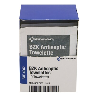 SmartCompliance First Aid Only 0.13% Benzalkonium Chloride Antiseptic Towelettes, 10/Box (FAE-4002)