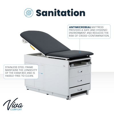 Viva Comfort Power Adjustable Exam Table with Step Stool & Storage, 500 lbs. Capacity, Black (ADI996-09-S-BLK-MK)