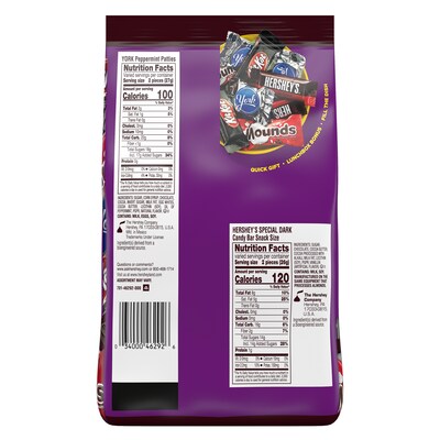 Hershey Dark Chocolate Lovers Snack Size Dark Chocolate Candy Bar Party Pack, 23.9 oz. (HEC99995)