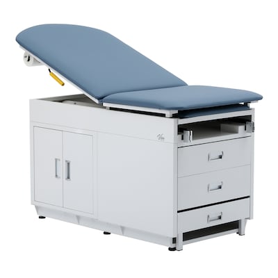 Viva Comfort Power Adjustable Exam Table with Step Stool & Storage, 500 lbs. Capacity, Blue (ADI996-