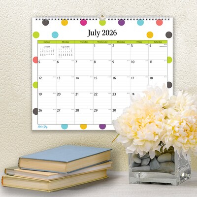 2026-2027 Blue Sky Wirebound Dots 12" x 15" Academic Monthly Wall Calendar, Assorted Colors (100340-A27)