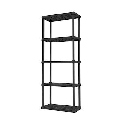 Iris 5-Shelf Plastic Shelving Unit, 63.6 x 23.9 x 11.8, Black (140039)