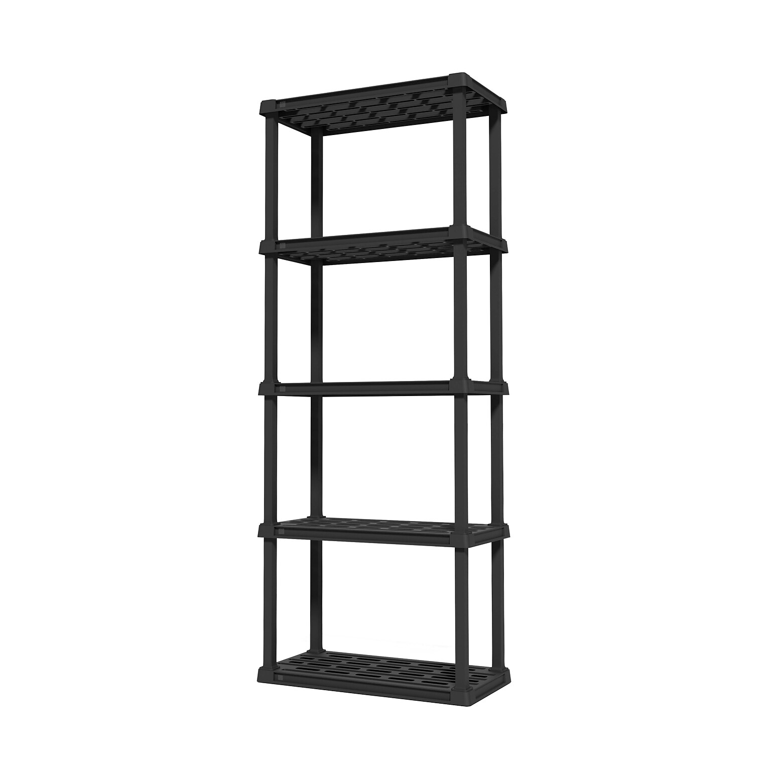 Iris 5-Shelf Plastic Shelving Unit, 63.6 x 23.9 x 11.8, Black (140039)