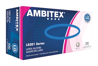 Ambitex L5201 Series Powder-Free Cream Latex Gloves, Large, 100/Box (LLG5201)