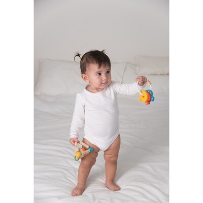 Plan Toys Wooden Baby Key Rattle and Teether, Multicolored (PTS5217)