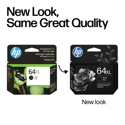 HP 64XL Black High Yield Ink Cartridge, Prints Up to 600 Pages (N9J92AN#140)