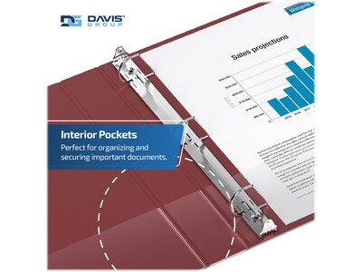 Davis Group Premium Economy 3" 3-Ring Non-View Binders, D-Ring, Burgundy, 6/Pack (2305-08-06)