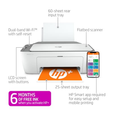 HP DeskJet 2755e Wireless Color All-in-One Printer with 6 Months Free Ink with HP+ (26K67A)