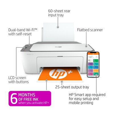 afbrudt Datum Begrænse HP DeskJet 2755e Wireless Color All-in-One Printer with 6 Months Free Ink  with HP+ (26K67A) | Quill.com