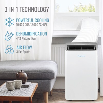 Keystone 115-Volt 12,000 BTU ASHRAE (10,000 BTU DOE) Portable Air Conditioner with Remote, White (KSTAP10PINV)