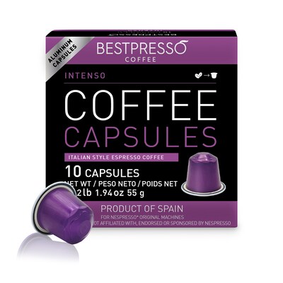 Bestpresso Inteso Blend High Intensity Coffee Capsules, Dark Roast, 10/Box (BST10413)