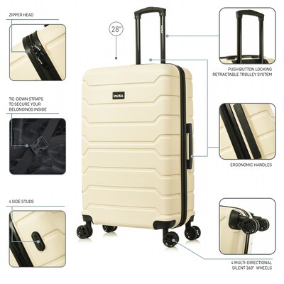 InUSA Trend 31.07 Hardside Suitcase, 4-Wheeled Spinner, TSA Checkpoint Friendly, Sand (IUTRE00L-SAN)
