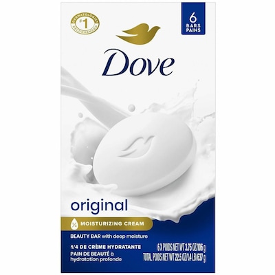Dove Original Moisturizing Cream Bar Soap, 4 oz., 6 Bars/Pack (UNI61011)