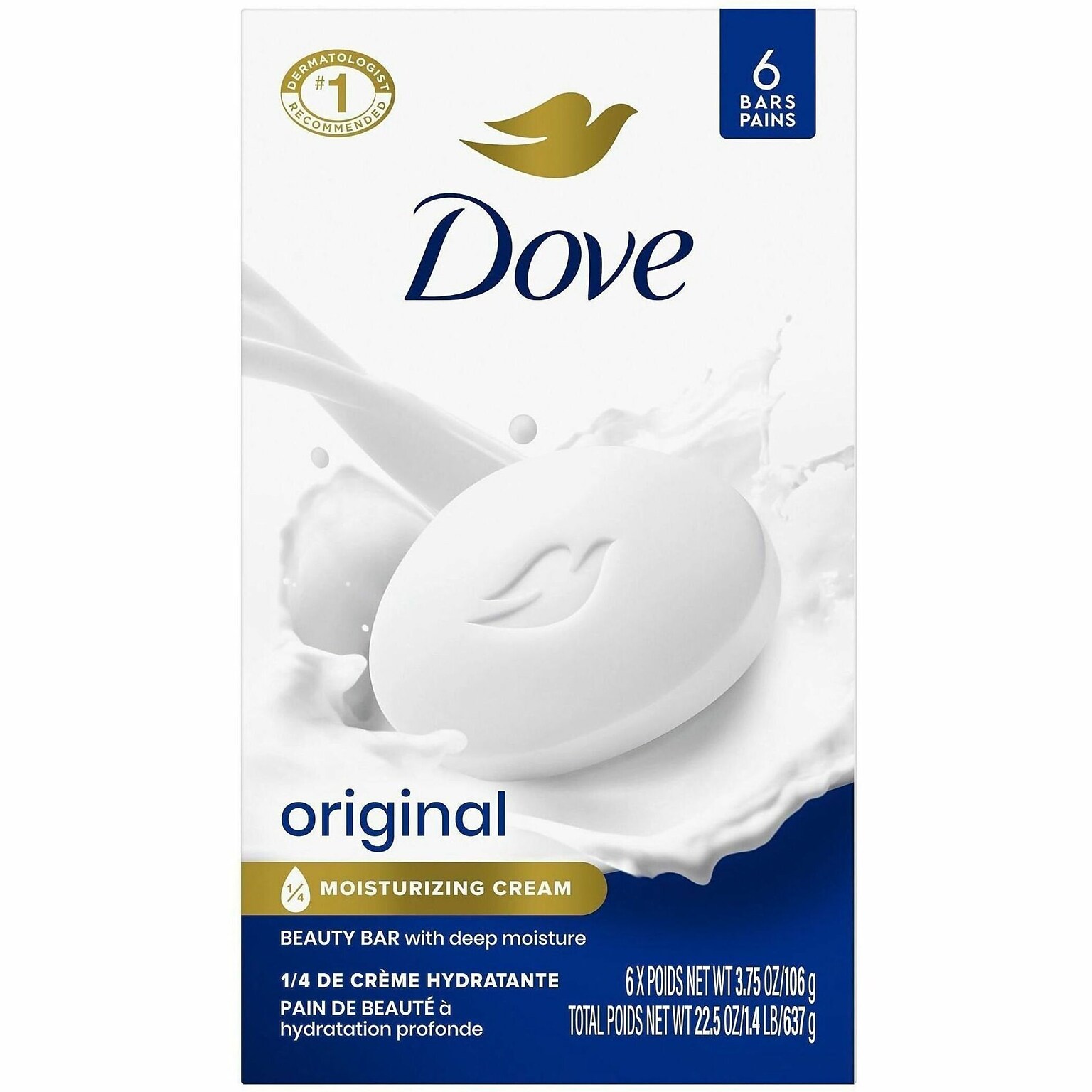 Dove Original Moisturizing Cream Bar Soap, 4 oz., 6 Bars/Pack (UNI61011)
