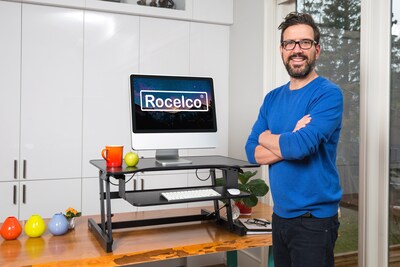 Rocelco 32"W Manual Adjustable Standing Desk Converter, Black (R ADRB)