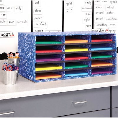 Bankers Box Classroom collection, 15-Compartment Literature Organizers, 28.5" x 12.375", Blue (3384301)