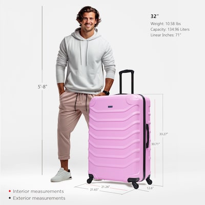 InUSA Endurance 33.27" Hardside Suitcase, 4-Wheeled Spinner, TSA Checkpoint Friendly, Pink (IUEND00XL-PNK)