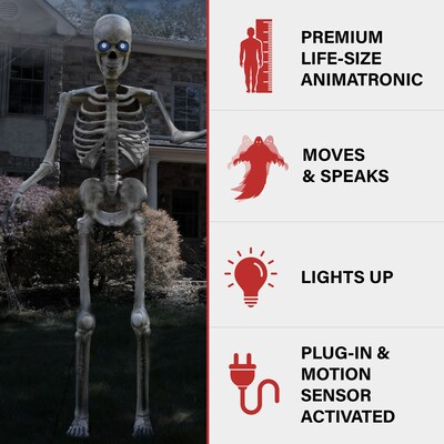 Haunted Hill Farm 8 Tall Motion-Activated Towering Skeleton (HHTWRSKEL-2FLSA)