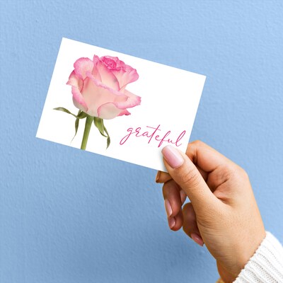 Great Papers Grateful Pink Rose General Use Thank You Notecard Kits, Multicolored, 24/Pack (2025029)