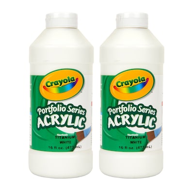 Crayola Portfolio Series Acrylic Paint, White, 16 oz., 2/Bundle (BIN204016432-2)