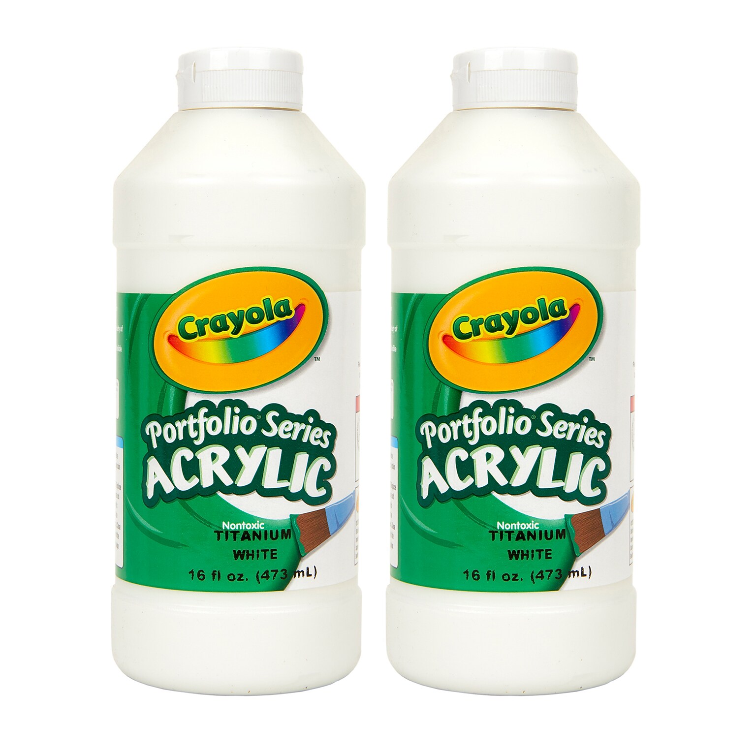 Crayola Portfolio Series Acrylic Paint, White, 16 oz., 2/Bundle (BIN204016432-2)