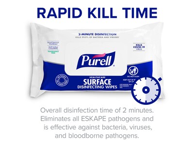 PURELL Healthcare Surface Disinfecting Wipes, 72 Wipes/Pack (9370-12)