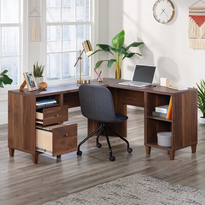 Sauder Willow Place 65"W L-Shaped Home Office Desk, Grand Walnut (433812)
