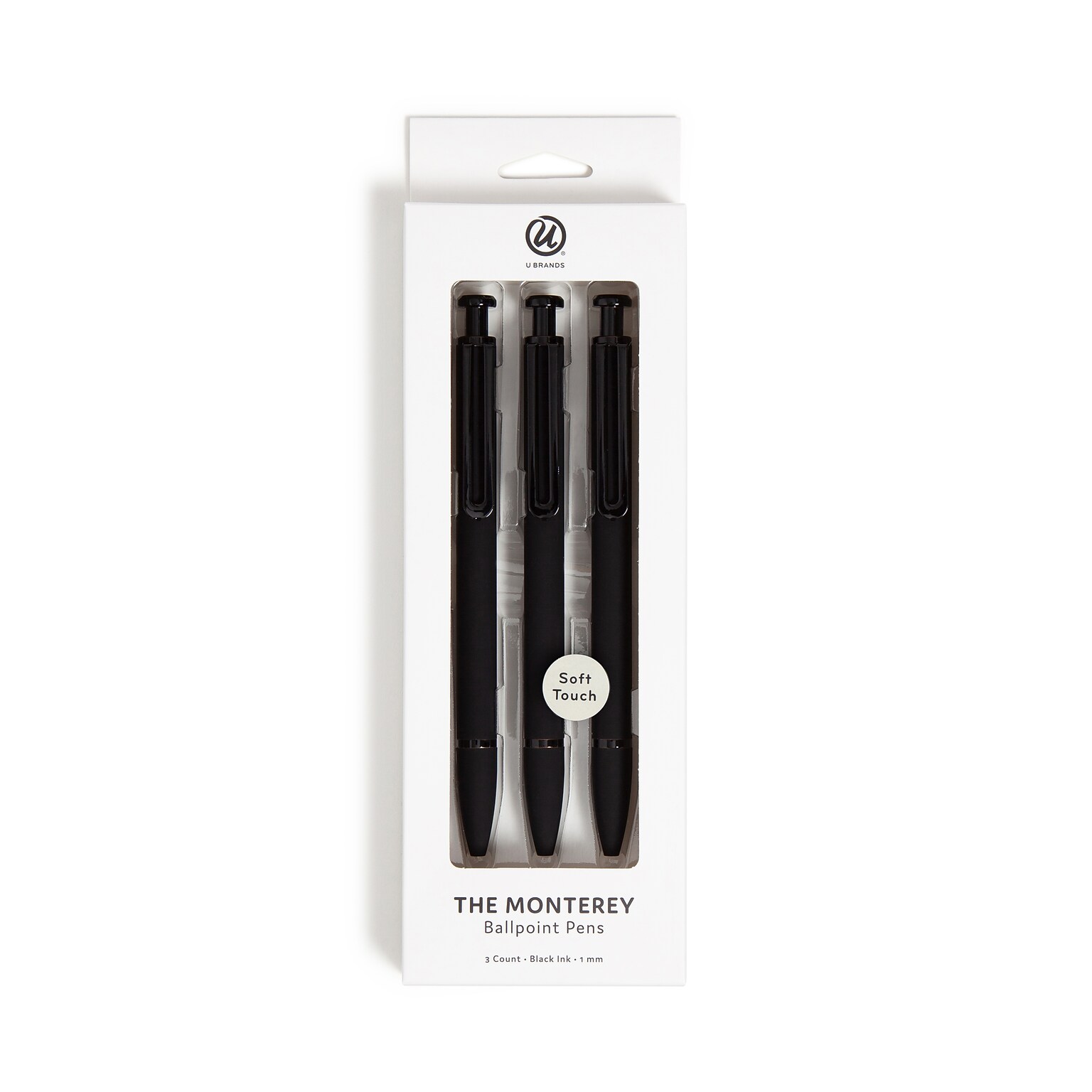 U Brands Monterey Retractable Pens Pen, Bold Point, 1.0mm, Black Ink, 3/Pack (5012U04-24)