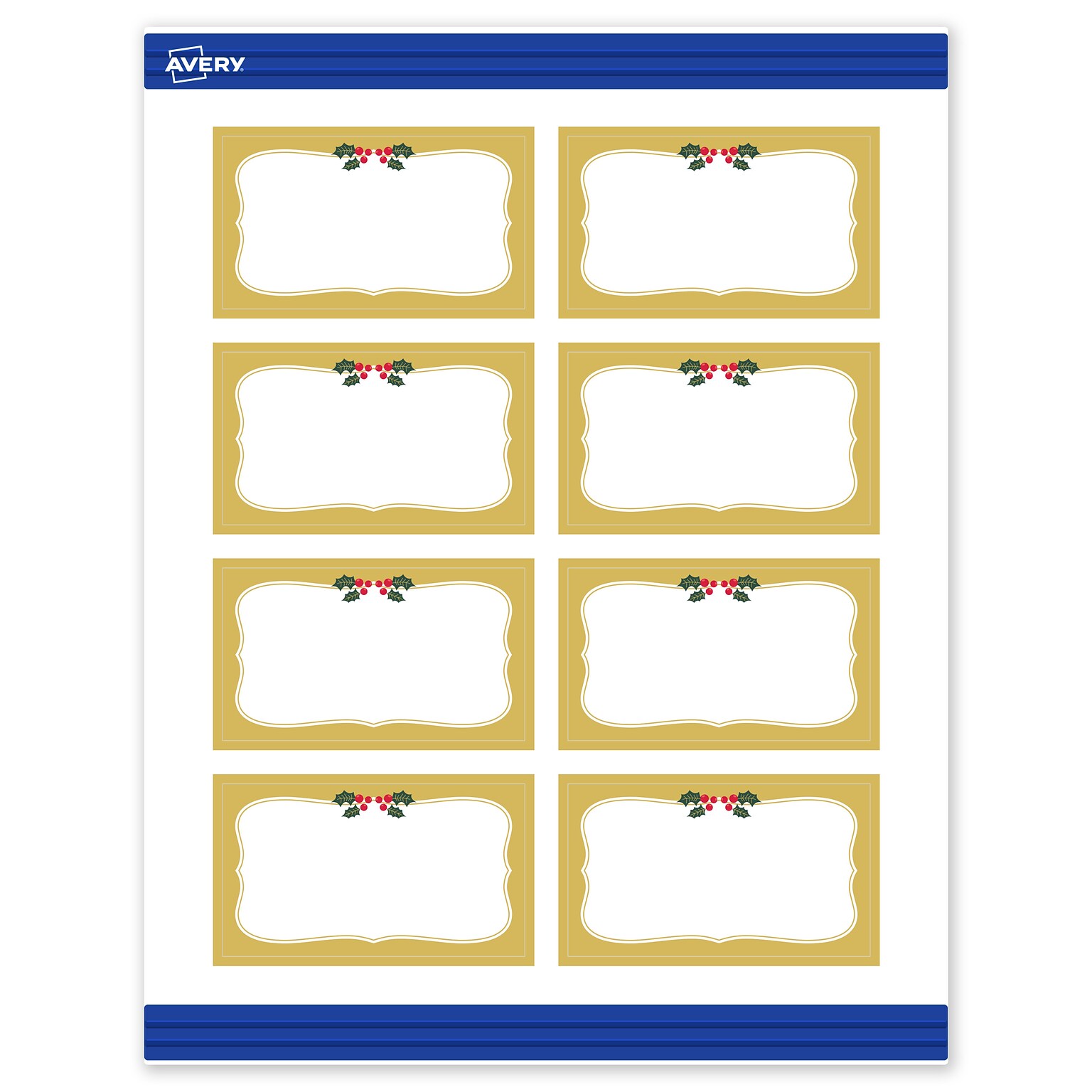 Avery Gold-Metallic Berries Matte Blank Card, White, 80/Pack (S00-FH1)