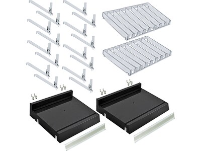Azar 2.63 x 12 Pegboard 8-Compartment Cosmetic Tray, Black, 2/Pack (225830-8COMP-BLK-2PK)