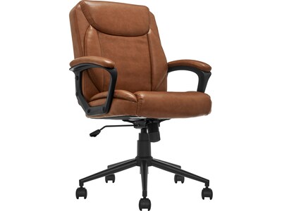 Click365 Transform 1.0 Ergonomic Bonded Leather Swivel Desk Chair, Cognac (CCHR10001A)