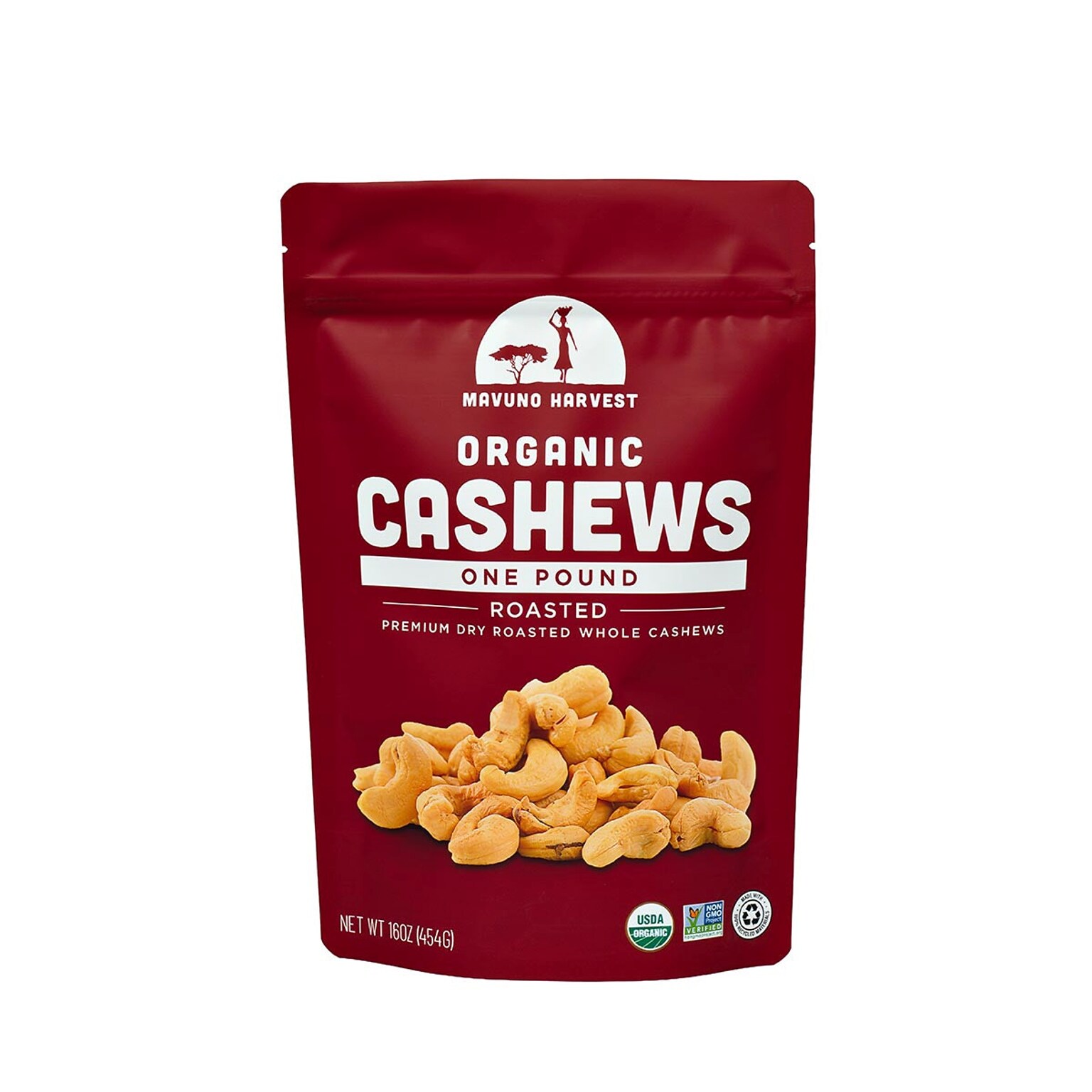 Mavuno Harvest Organic Dry Roasted Cashews, 1 lb. Bag (MAHW-CASH1LB)