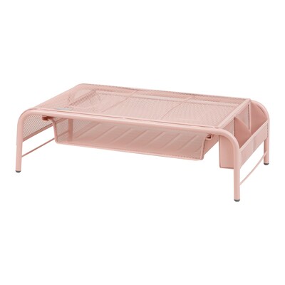 Mind Reader Monitor Stand with Paper Tray, Metal, Pink (MESHMONSTA-PNK)