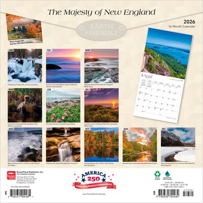 2026 BrownTrout The Majesty of New England 12 x 12 Monthly Wall Calendar (9798330704484)