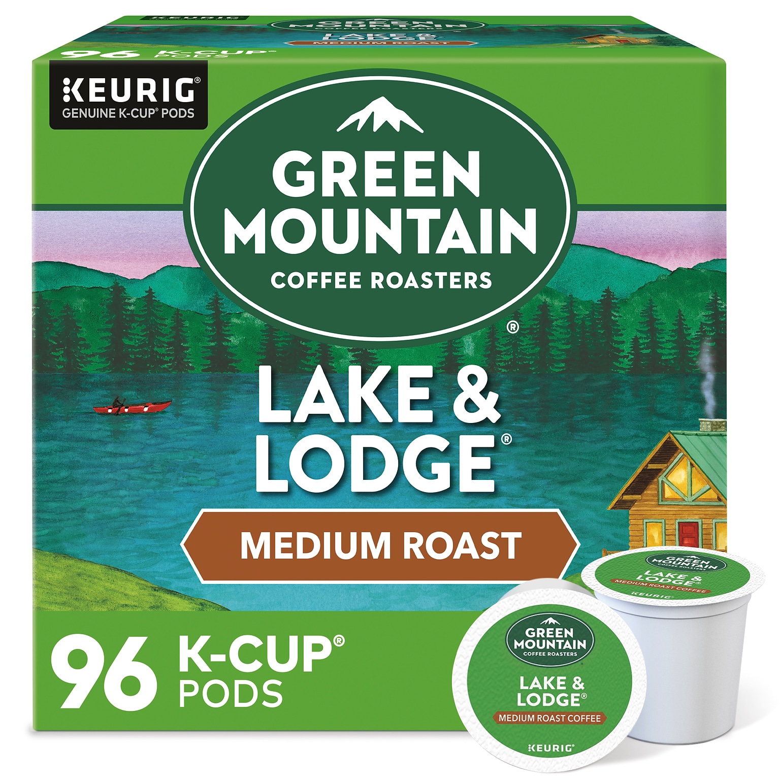 Green Mountain Lake & Lodge Coffee Keurig® K-Cup® Pods, Medium Roast, 96/Carton (65234)