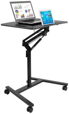 Mount-It! 28" W Manual Adjustable Standing Desk With Locking Wheels, Black (MI-7969)