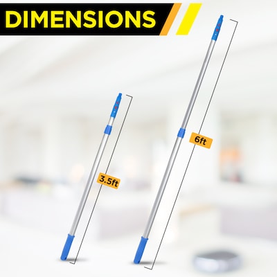Gritt Commercial 6' Telescopic Extension Pole, Aluminum, Adjustable 3.5 - 6' length with Click / Lock Adapter Cone (GRI106-6F)